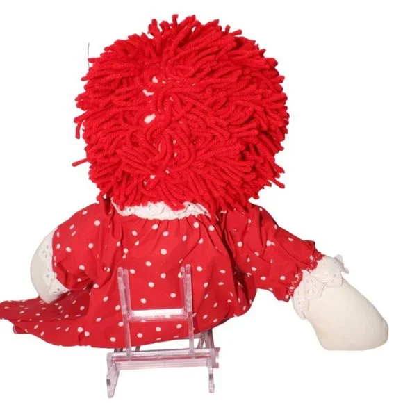 VTG Raggedy Ann Doll 24" Handmade Sewn Crafted Plush Stuffed Polka Dot Dress - Picture 3 of 4